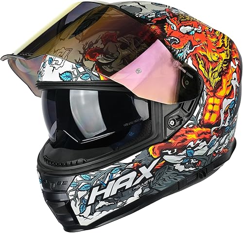 Miniatura 2 de HAX Force - Casco aerodinámico de cara completa que brilla en la oscuridad para bicicletas de calle y eléctricas, certificado DOT y ECE, doble