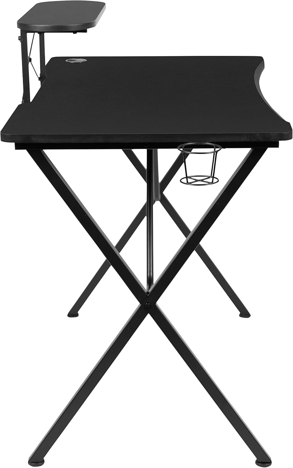 Flash Furniture Mallot Black Gaming Desk with Cup Holder, Headphone Hook, and Monitor/Smartphone Stand