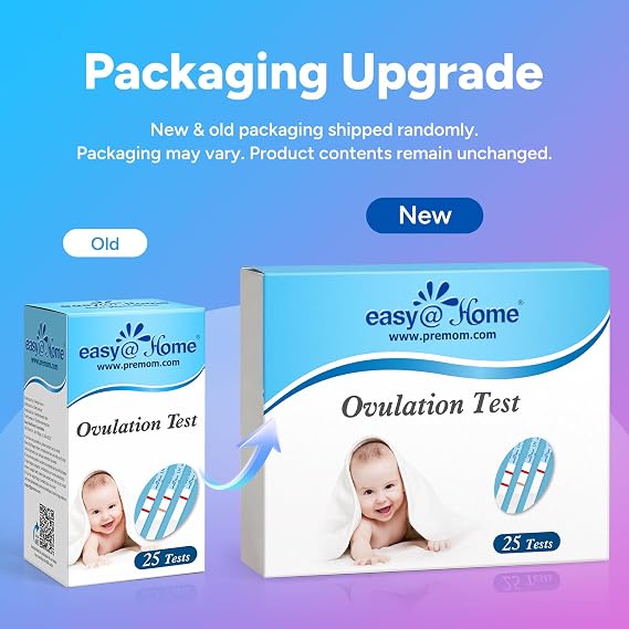 Easy@Home Ovulation Test Strips, 25 Pack Fertility Tests, Ovulation Predictor Kit, Powered by Premom Ovulation Predictor iOS and Android App, 25 LH Strips