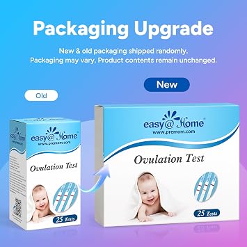 Easy@Home Ovulation Test Strips, 25 Pack Fertility Tests, Ovulation Predictor Kit, Powered by Premom Ovulation Predictor iOS and Android App, 25 LH Strips