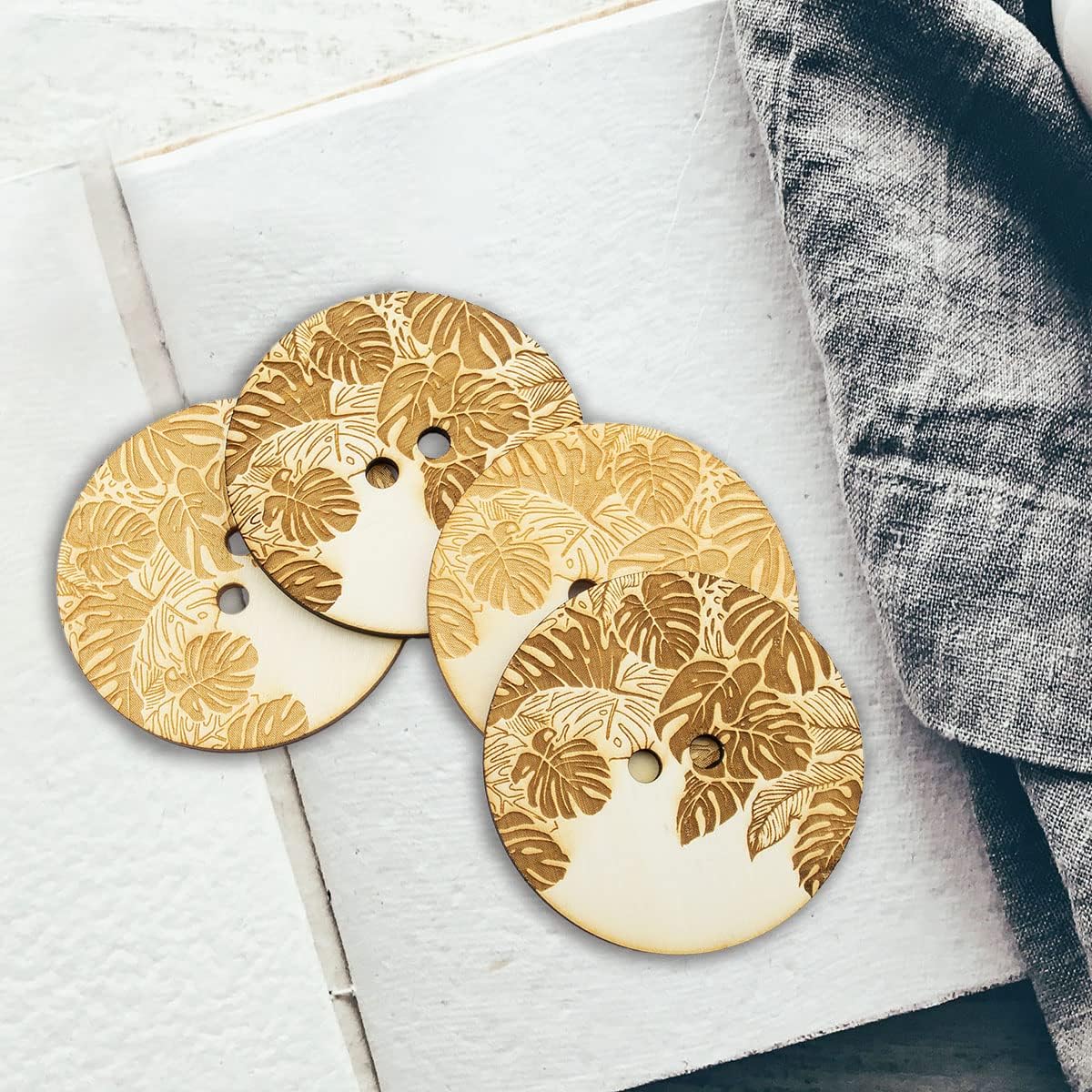 Summer-Ray.com 30pcs 2.36" (60mm) Engraved Wooden Button Sewing DIY Craft