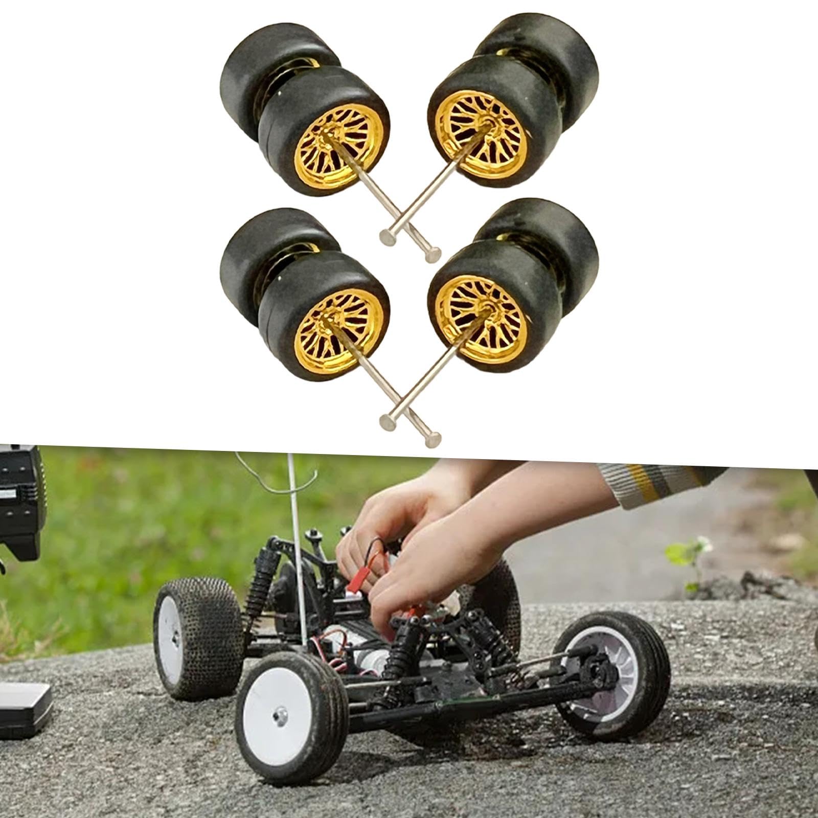 1/64 ミニカー 高質品なホイール 4台分セット 1/64 カスタムホイール 4台分 6本スポーク ゴールド＆ブラック