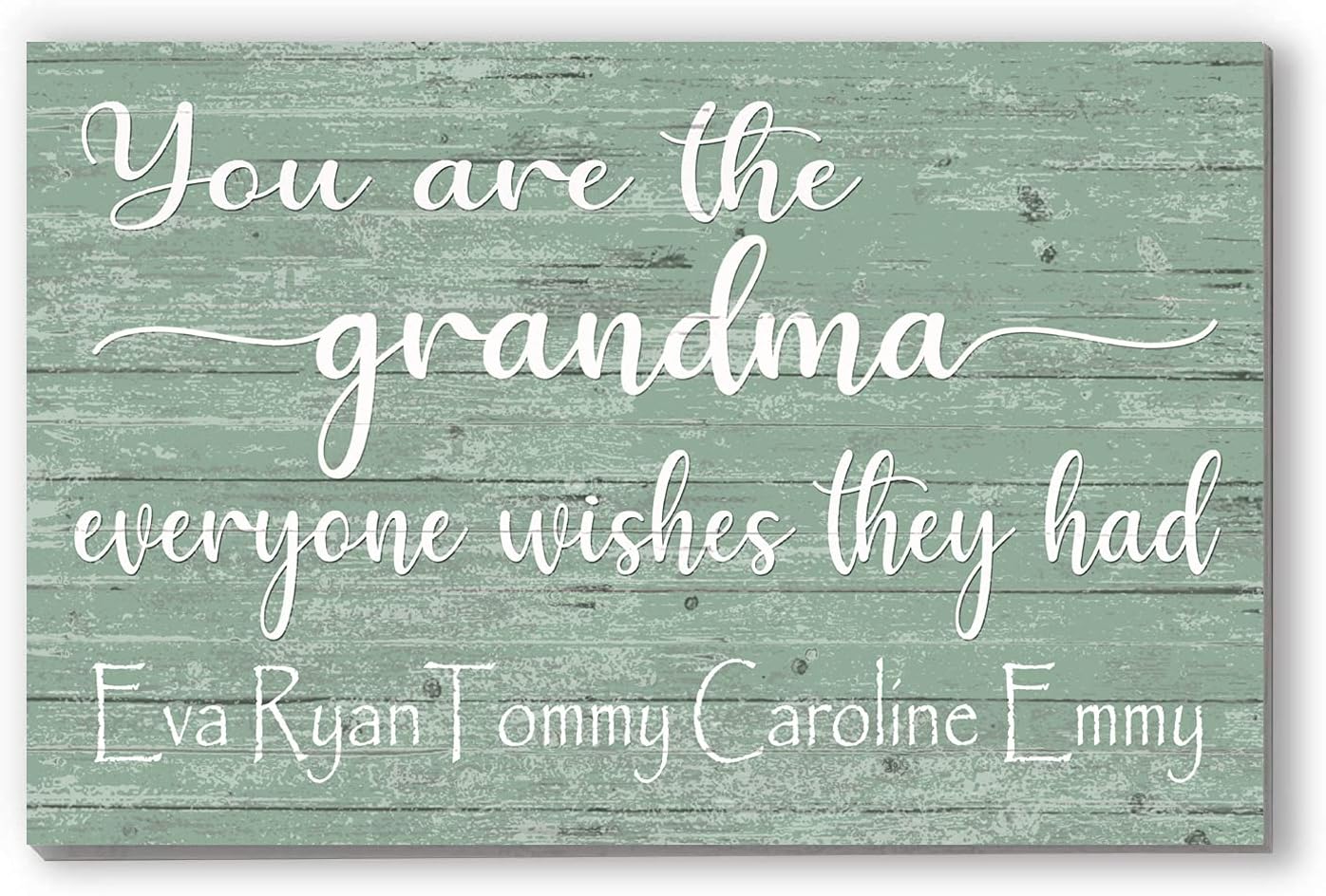 You Are The Grandma Everyone Wishes They Had Sign Custom with Names Grandmother Gift - Solid Wood - 16.5in x 10.5in (Blue)
