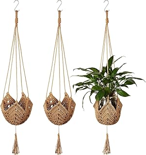 Shappy 3 Pack Jute Crochet Long Plant Hanger for 3 Inch to 12 Inch Pots,...