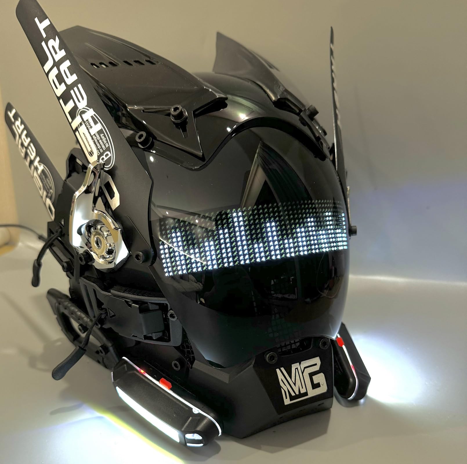 Máscara punk para adultos, máscara de cosplay de Halloween, regalo de fiesta, luz LED, máscara de disfraz para hombre