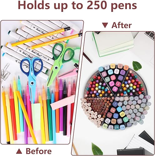 Miniatura 5 de Acrylic Pen Holder Crayon Organizer for Kids, 6 Slots Arts and Crafts Organizer Marker Caddy Organizer for Classroom, 360 Rotating Acrylic Pencil