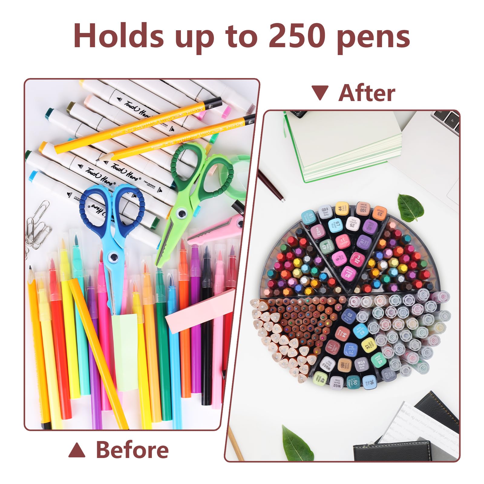 Absonic Acryl-Stiftehalter, Marker-Organizer, 360 Grad drehbarer Stifthalter, Buntstift-Organizer für Kinder, Bleistift-Organizer, Organizer, Kunstbedarf, Kinder-Schreibtisch-Organizer für Büro