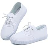 Boy's Girl's Kids White Canvas Shoes for Kids Slip-On Lightweight Sneakers Casual Skin-Friendly Walking Running Shoes(Toddler/Little Kids/Big Kids)