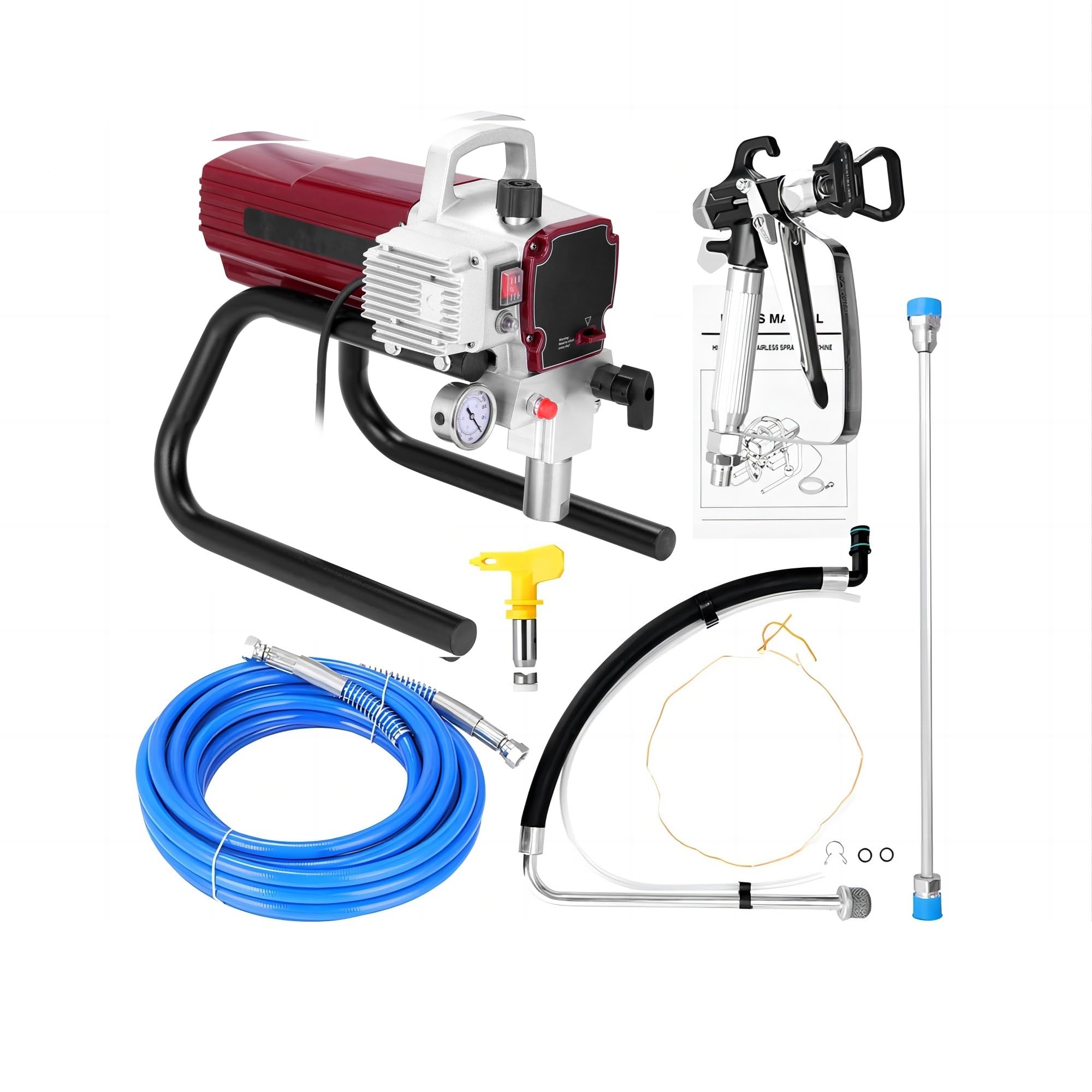 Pistola pulverizadora de pintura profesional, máquina pulverización sin aire alta presión, pulverizador eléctrico, herramienta alimentación interna Bricolaje y hogar(Set Two As Pic)