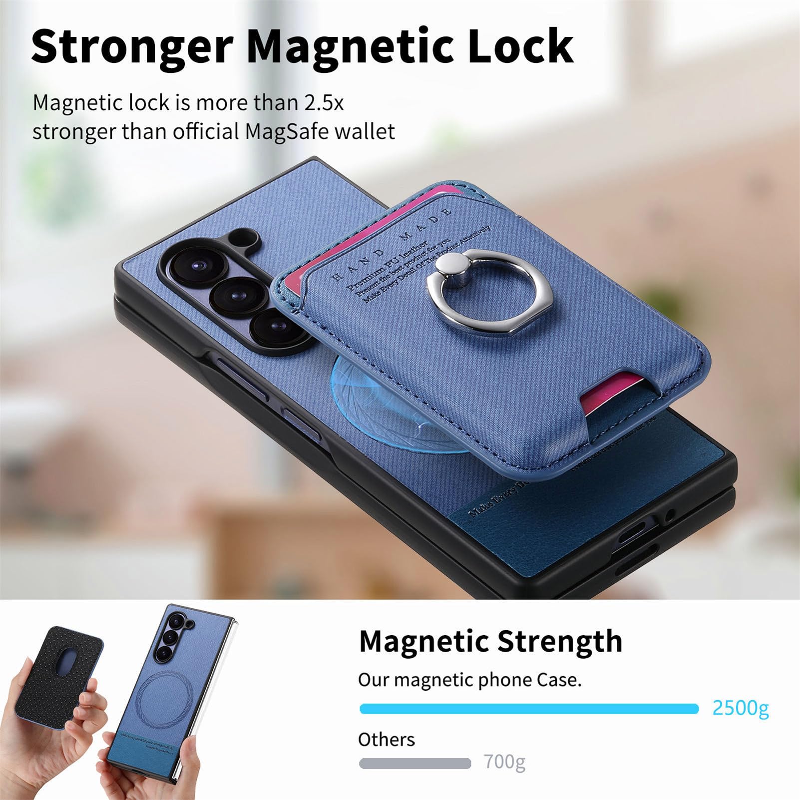 Etui magnetyczne do Samsung Galaxy Z Fold 6, zdejmowane etui portfelowe antypoślizgowe skórzane etui biznesowe z obrotową metalową podstawką, zielone, Z Fold 6