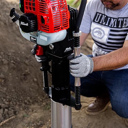 Miniatura 4 de XtremepowerUS 52cc Colocador de postes T impulsado por gasolina Taladro de postes de valla Motor de 2 tiempos con certificación EPA y estuche de