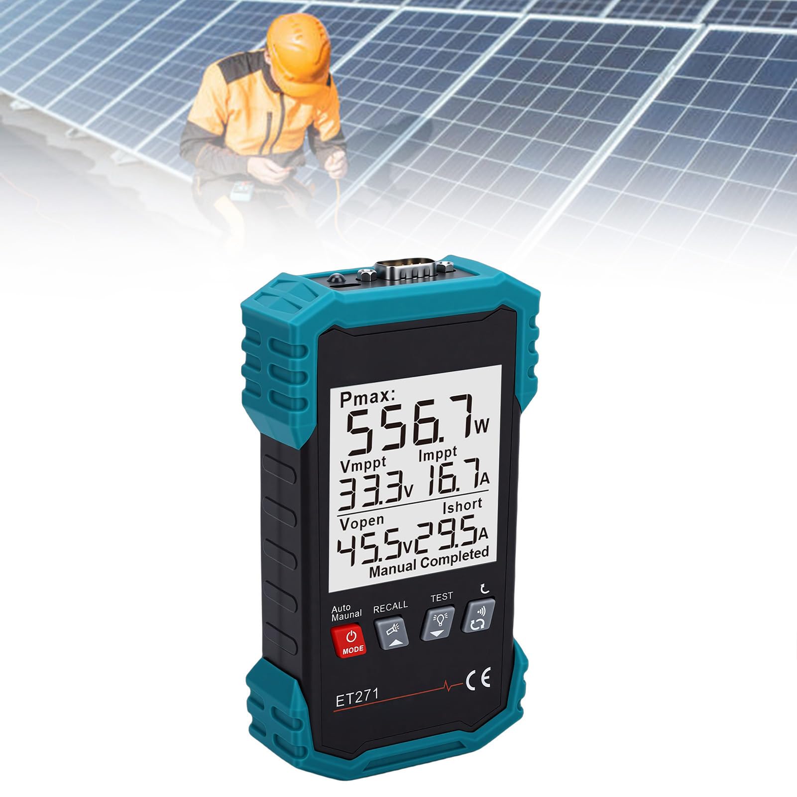 Ausla Tester per Pannelli Solari, Analizzatore Fotovoltaico MPPT 2000W con Memorizzazione Dati LCD Retroilluminato e Range Automatico per Tecnici Solari Commerciali Residenziali