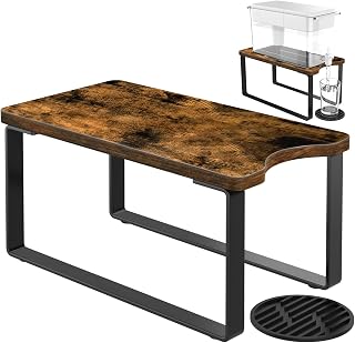 Water Filter Dispenser Stand Wood with Drip Tray - 7.9''W x 14.9''D x 7''H, Metal Stand Designed for Brita Filter, Compatible with Zero Water, PUR, Waterdrop etc