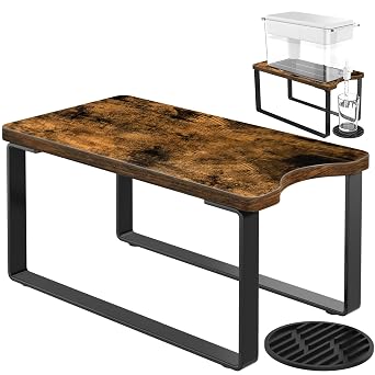 Water Filter Dispenser Stand Wood with Drip Tray - 7.9W x 14.9D x 7H