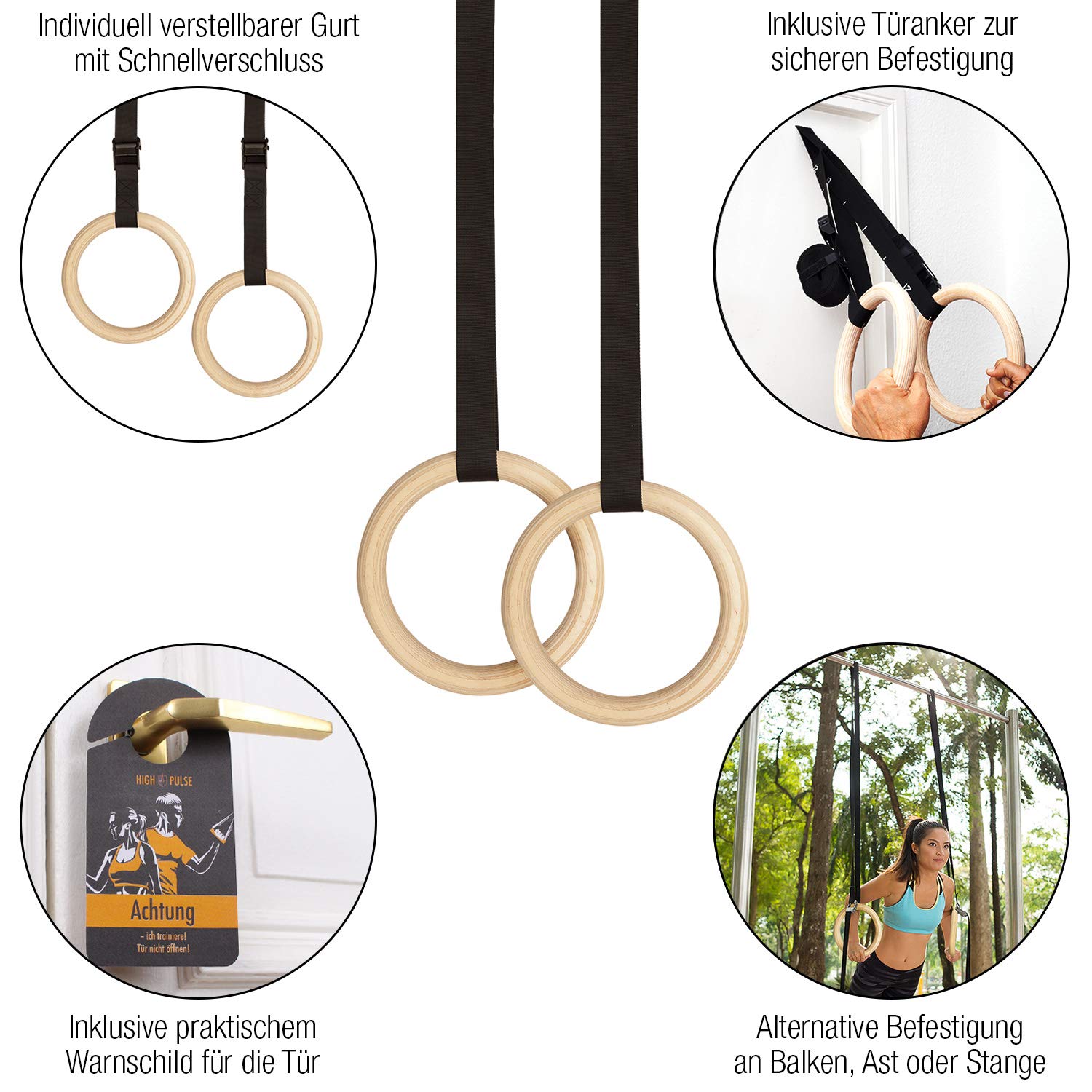 Buy High Pulse Gymnastic Rings incl. door anchor, transport bag