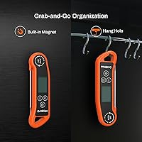 Vista 8 de Termómetro de carne de lectura instantánea, termómetro digital de carne con lectura rápida de 0.5 segundos, termómetro de cocina impermeable IPX5