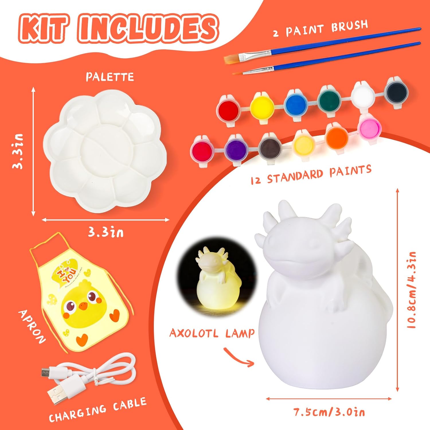 Paint Your Own Axolotl Lamp Kit, Arts and Crafts for Kids Ages 8-12, DIY Axolotl Toys Tap Night Light, Arts and Crafts for Kids 4-6, Painting Kit Birthday Gifts for Girls Boys Ages 3 4 5 6 7 8 9 10+