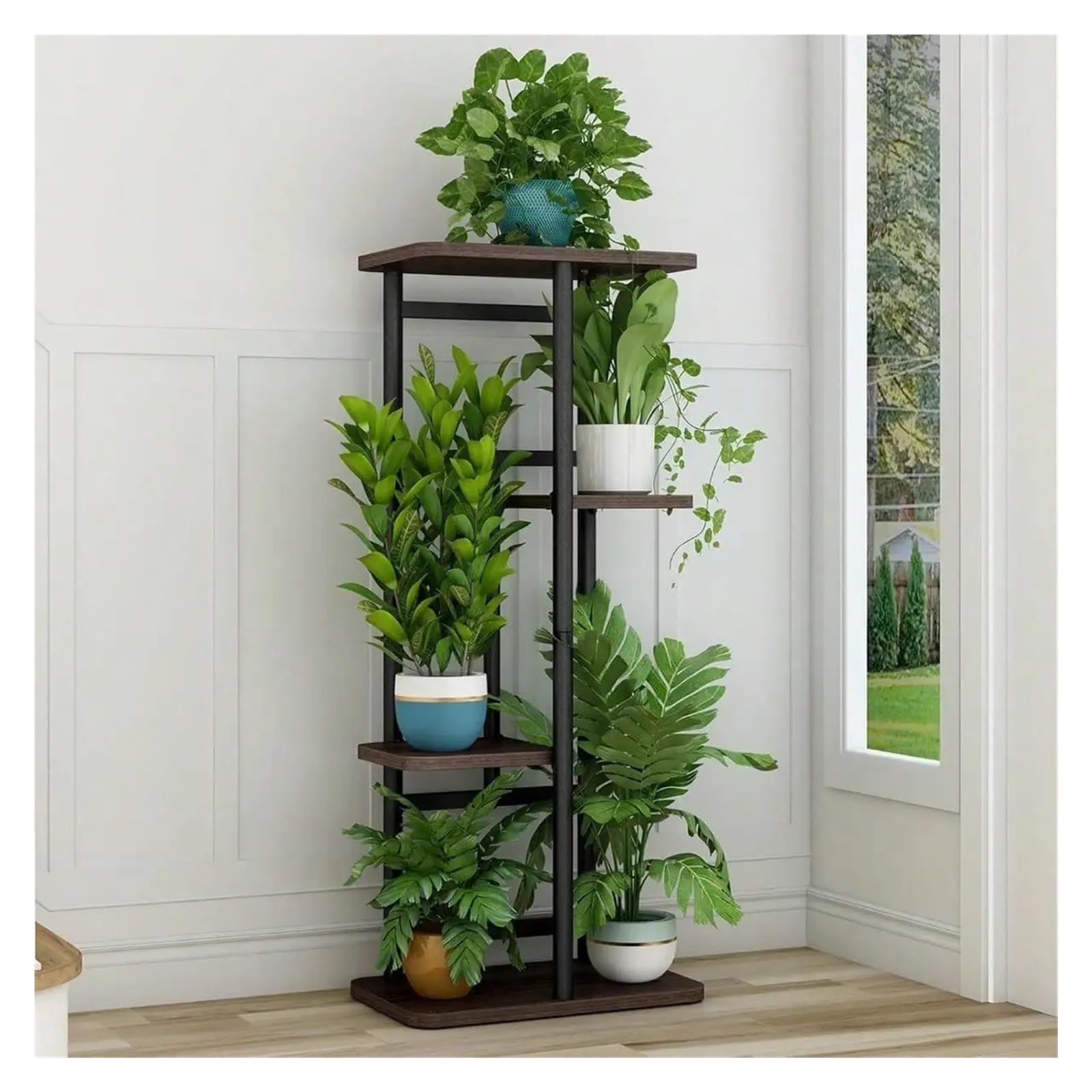 LINYpA66 Plant Stand Indoor Plant Stand Indoor Outdoor Metal 4 Tier 5 Potted Multiple Flower Pot Holder Shelf Planter Display Shelving Unit for Patio Garden(Bronze)