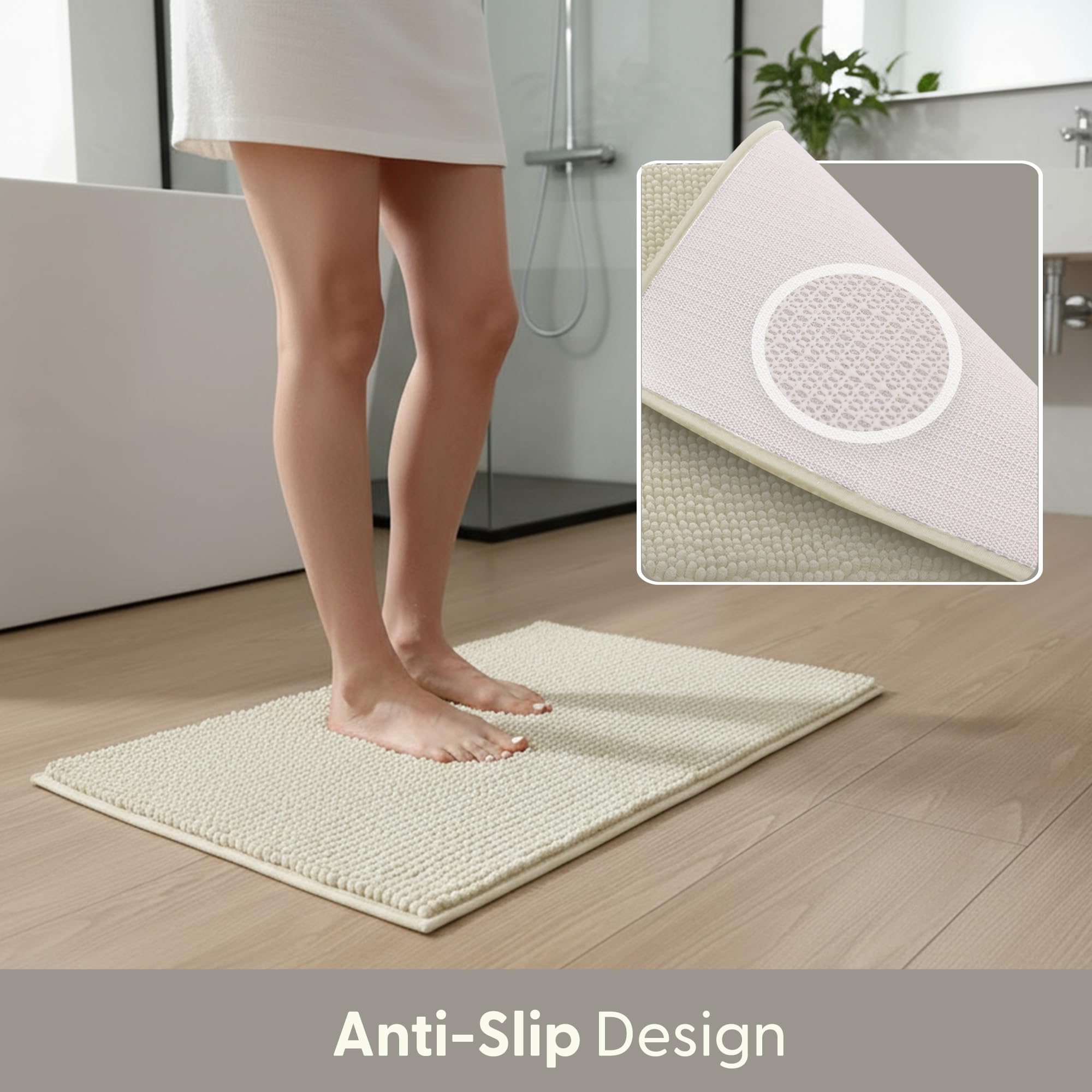 KEPLIN Tapis de bain et de toilette antidérapant en microfibre, doux, moelleux et confortable, lavable en machine, absorbant l'eau et séchage rapide pour garder la salle de bain et la maison