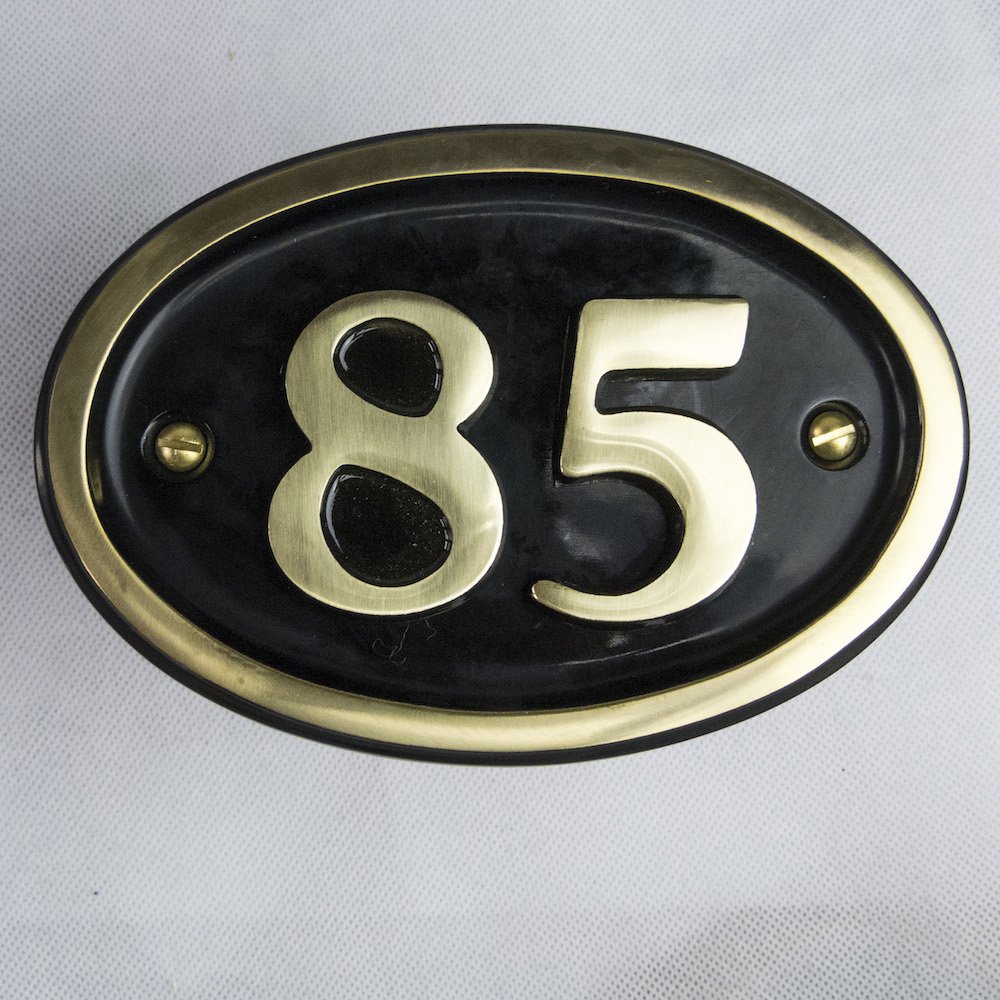 Signs & Numbers Solid Brass House Number Oval Design (No 85)