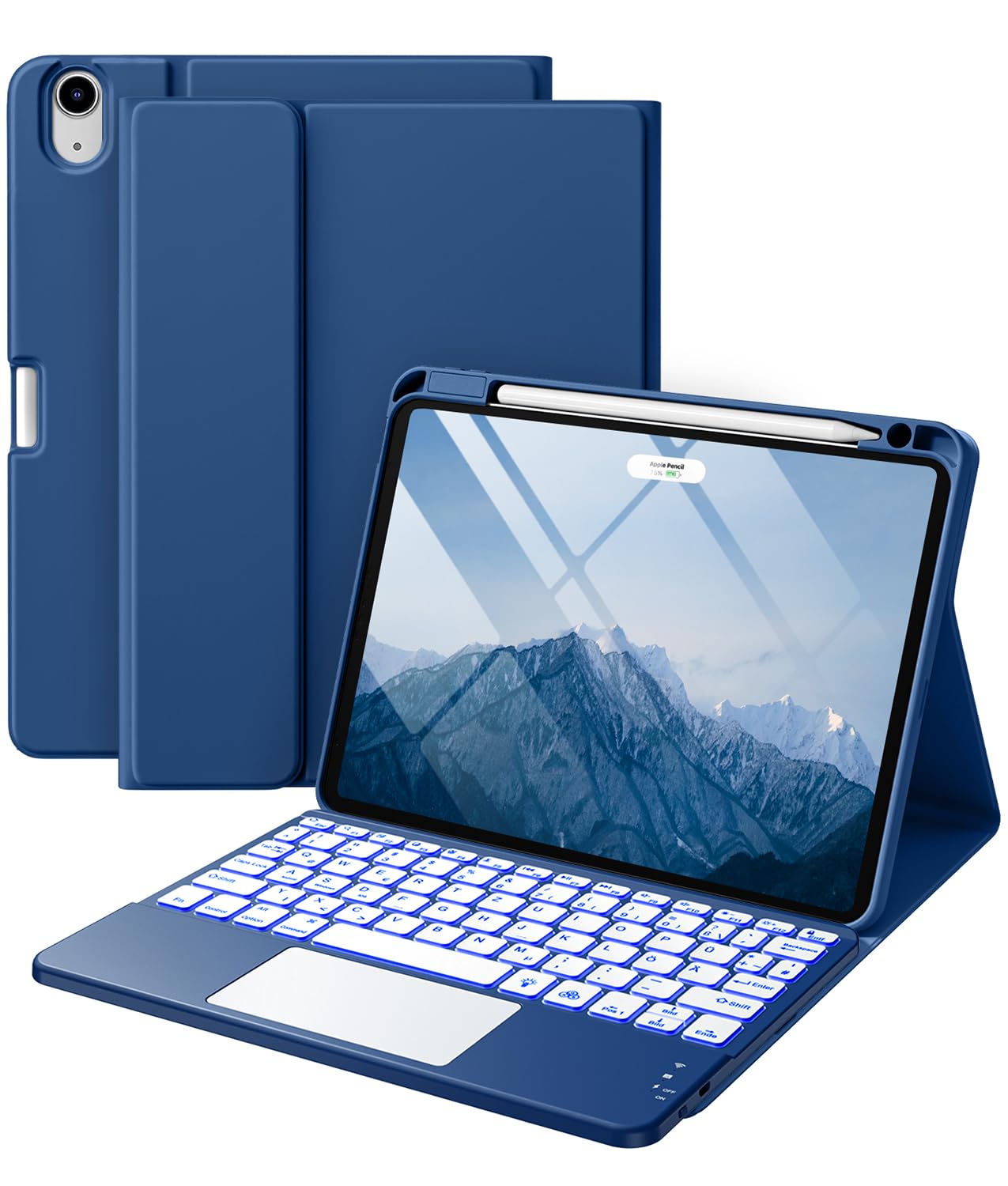 Vobafe Cover con Tastiera iPad Air 11 M3 M2 2025 2024/Air 5 4 Generazione(10,9 Pollici), Retroilluminazione a 7 Colori, Tastiera Staccabile Senza Fili, con Portapenna, Layout Italiano, Rosa