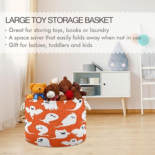 Miniatura 5 de Cesta de almacenamiento extra grande de dibujos animados de Halloween, cesta decorativa para la ropa sucia con asas, cesta de cuerda para ropa,