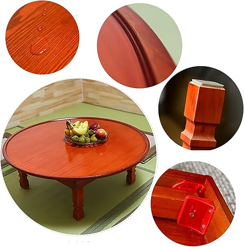 Miniatura 4 de Mesa redonda plegable, mesa de comedor coreana, mesa de café, mesa de estudio, mesa de madera baja, para tatami, ventana de bahía, casa de té