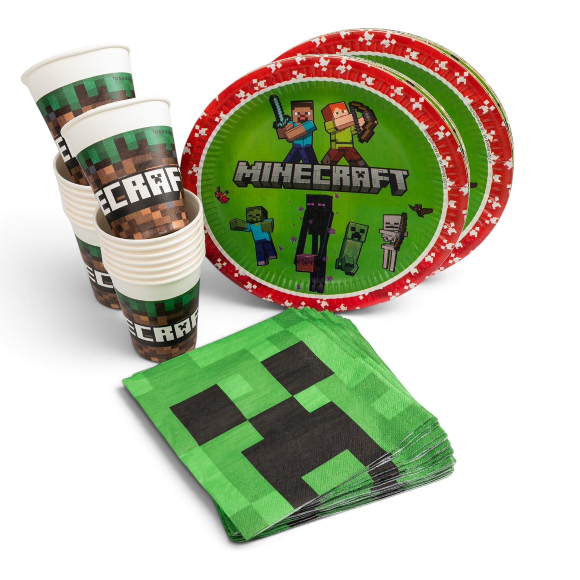 Minecraft Party Tableware Set for 16 Guests (52pc)