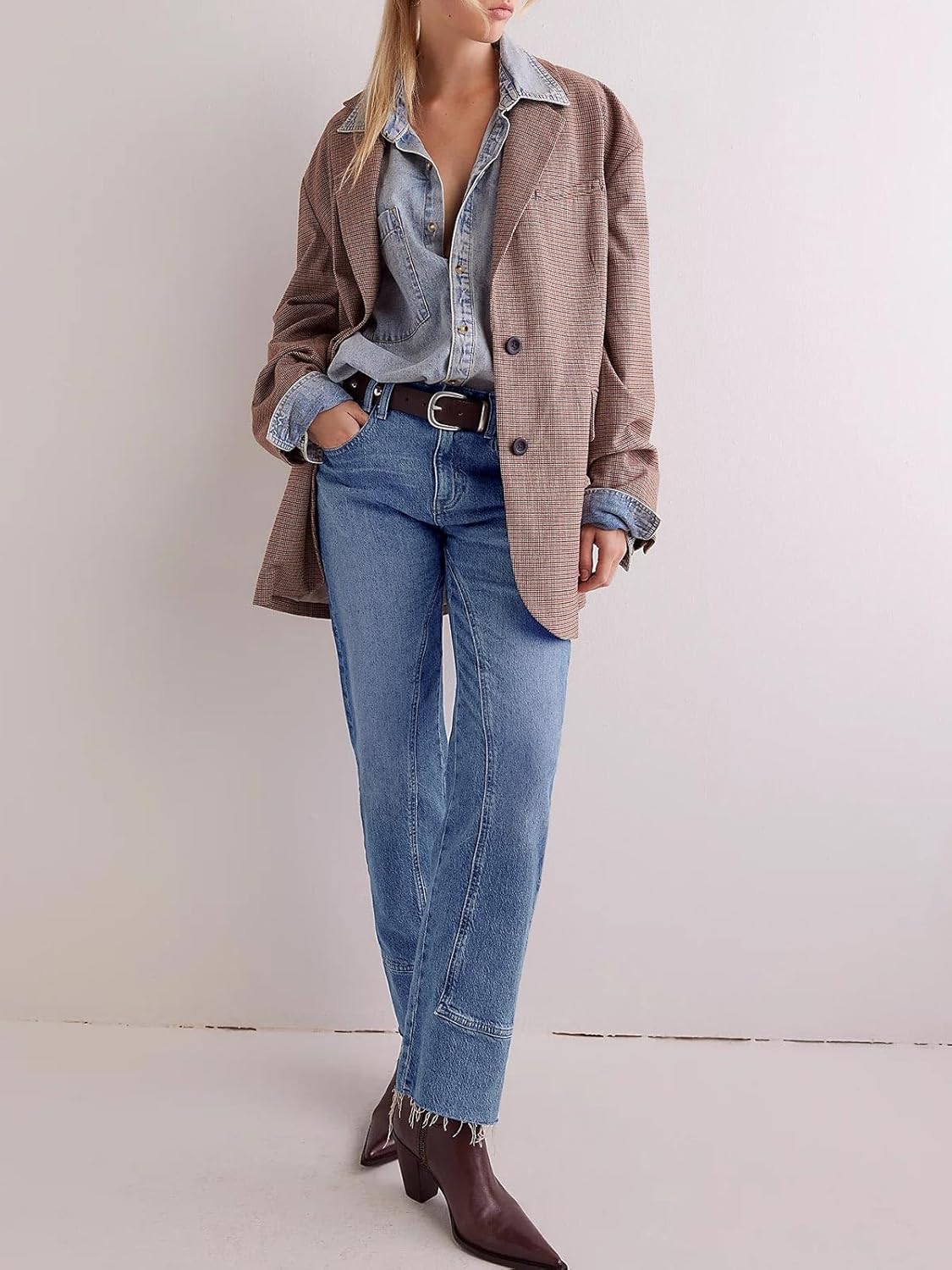 Cicy Bell Womens Straight Leg Stretchy Jeans High Waisted Front Seam Cropped Ankle Denim Pants with Pockets - Image 5