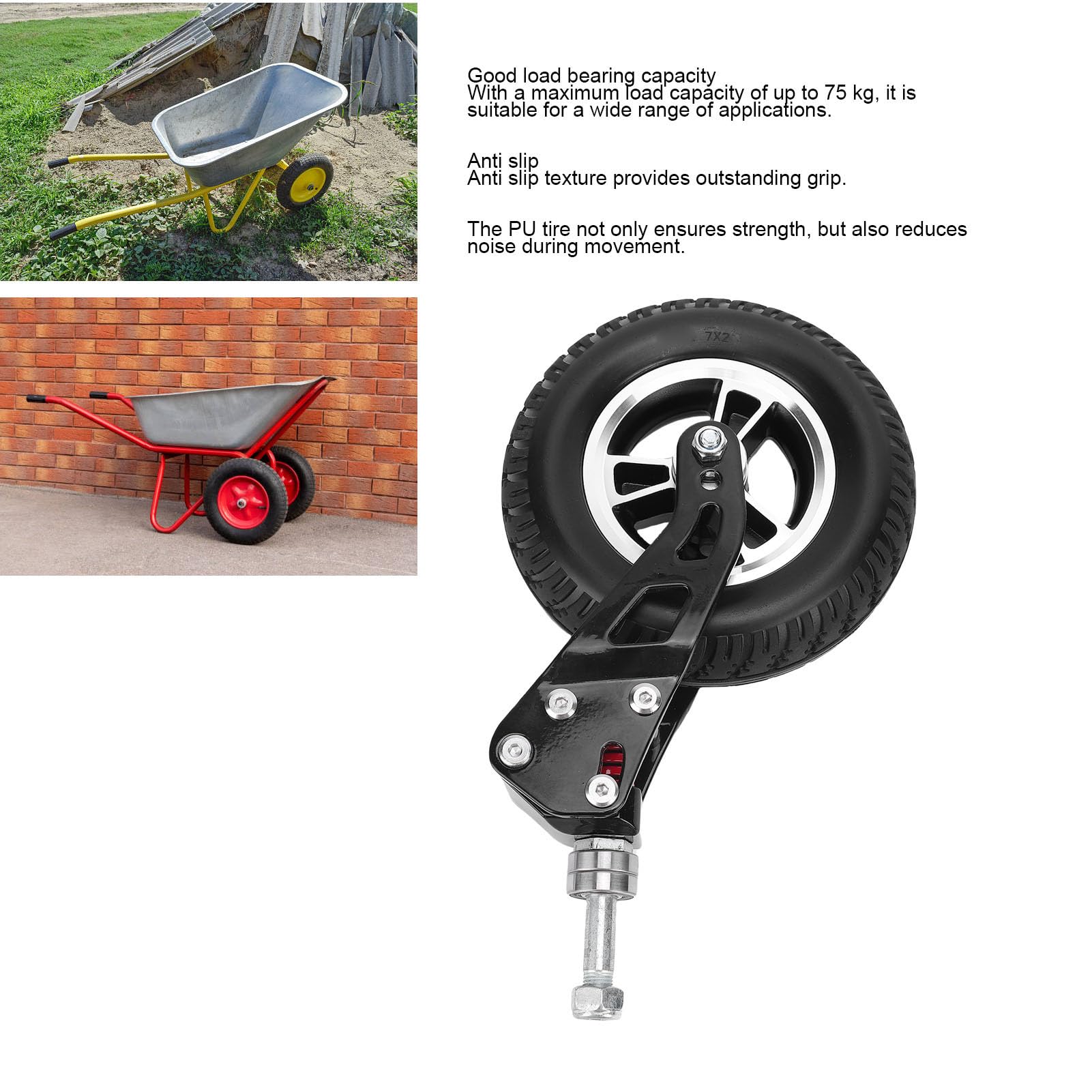 Eujgoov Roue Pivotante, de Chariot en Caoutchouc PU 7 Pouces Charge 165lbs