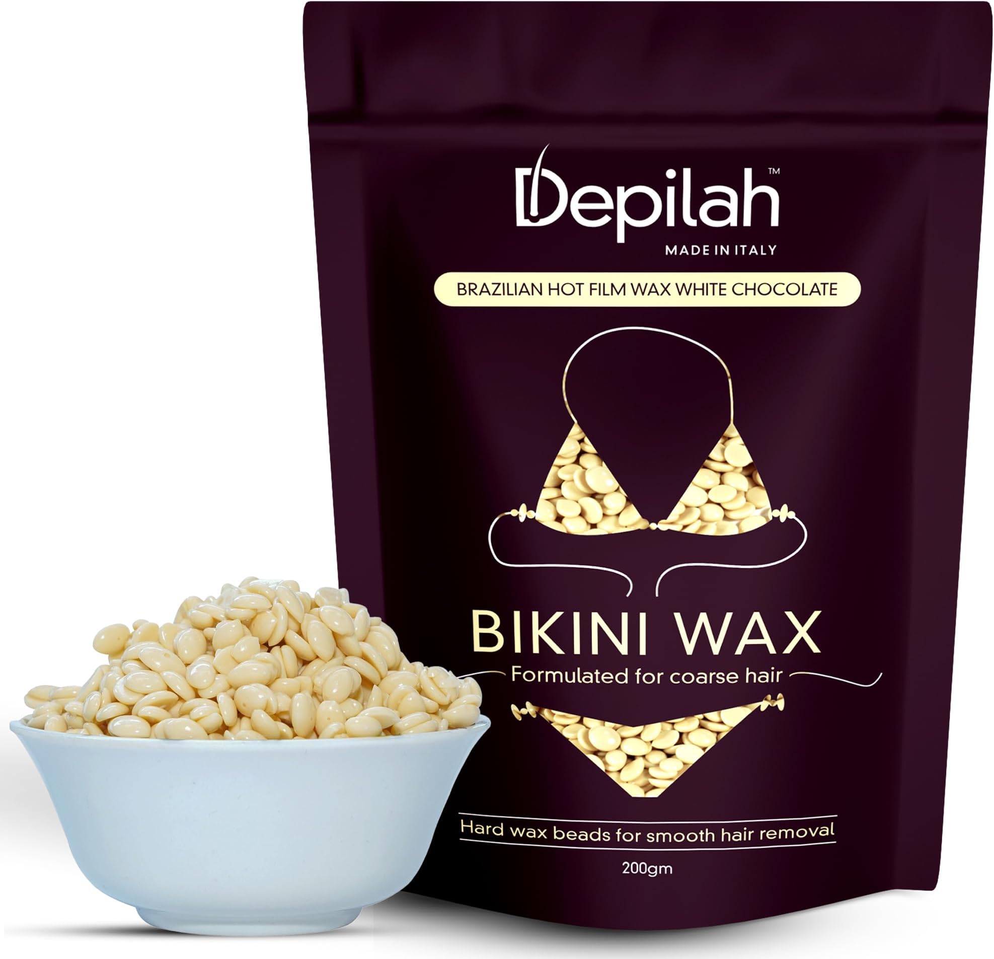 Brazilian Face Wax for Women, 200gm White Chocolate Film Wax for Face & Body - Stripless Wax Beans for Hair Removal - Easy Brazilian Wax