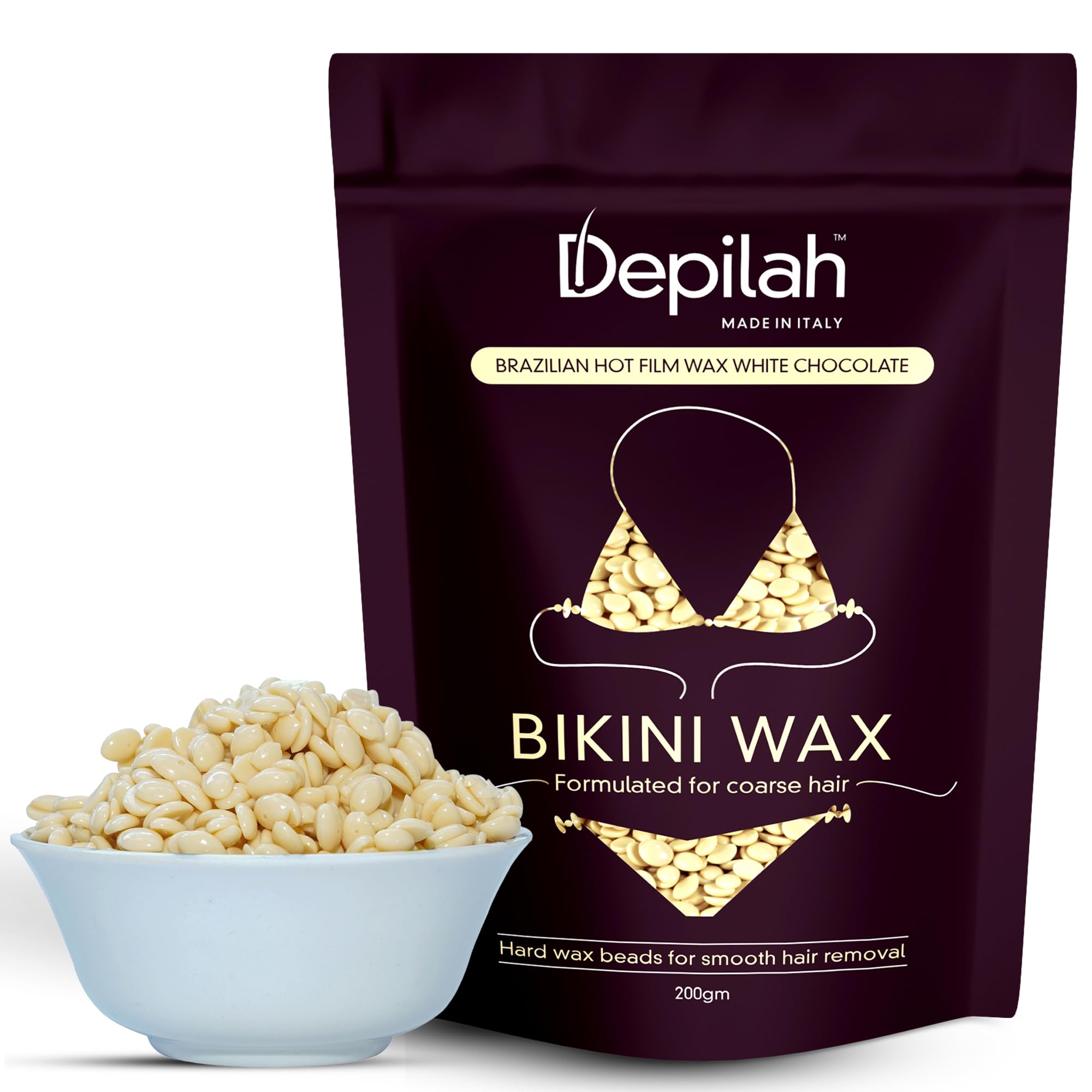 Depilah Brazilian Face Wax for Women, 200gm White Chocolate Film Wax for Face & Body - Stripless Wax Beans for Hair Removal - Easy Brazilian Wax