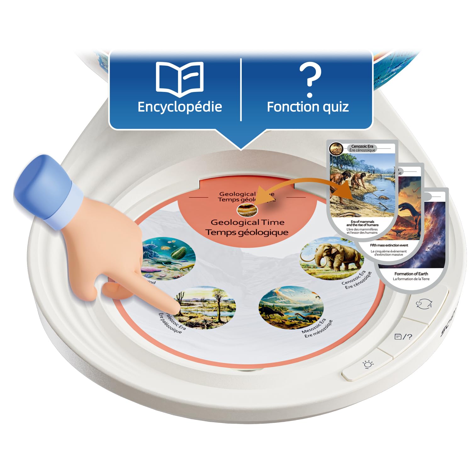 C Toys - So Science – interaktiver 3D-Erkundungsglobus für Kinder ab 6 Jahren – SoundQuiz – Geografie und Kulturen der Welt – Audio-Karten – Lernspiel STEM – FR/EN – COS 003FR