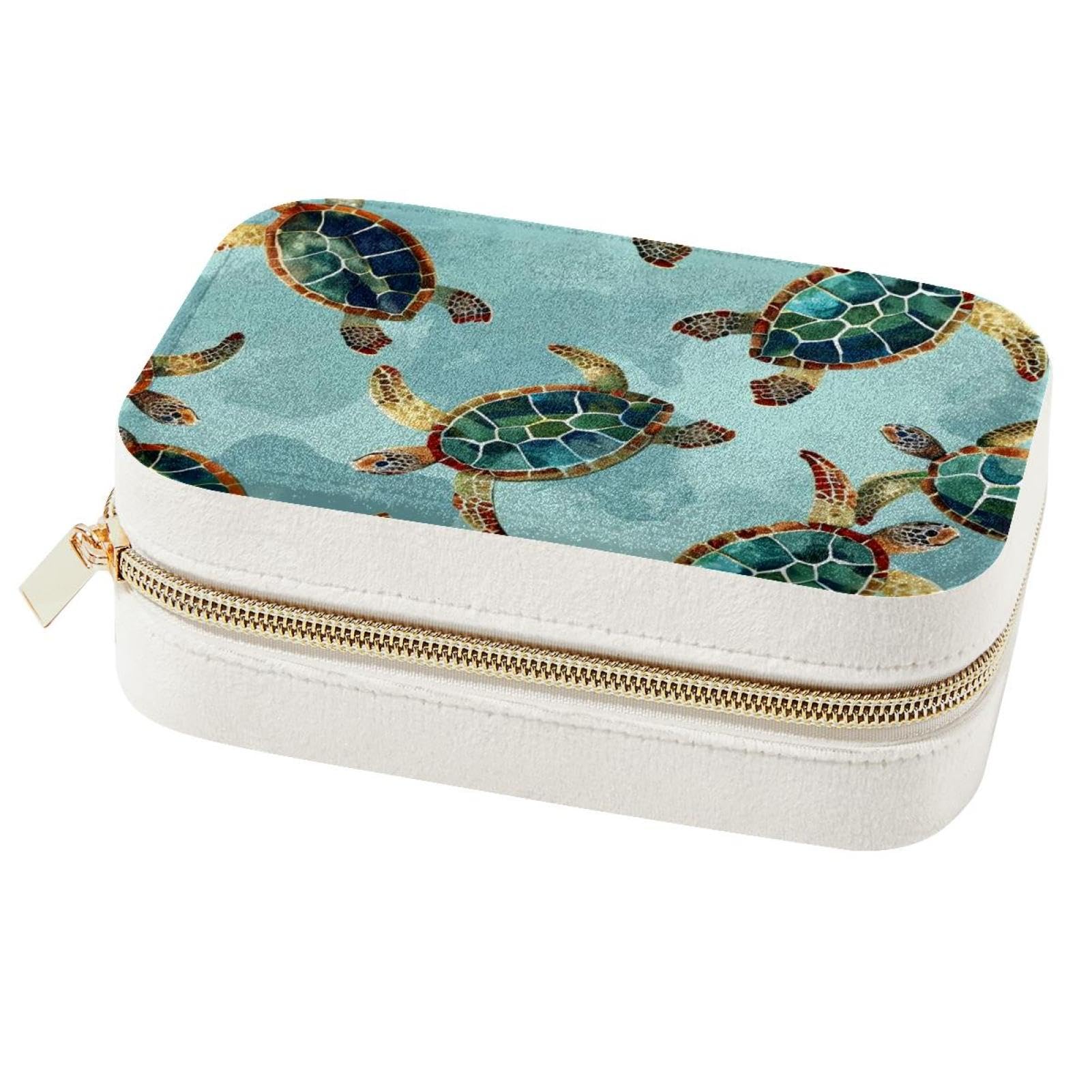 Boîte à bijoux tortue en velours vert, écrin de voyage haut de gamme