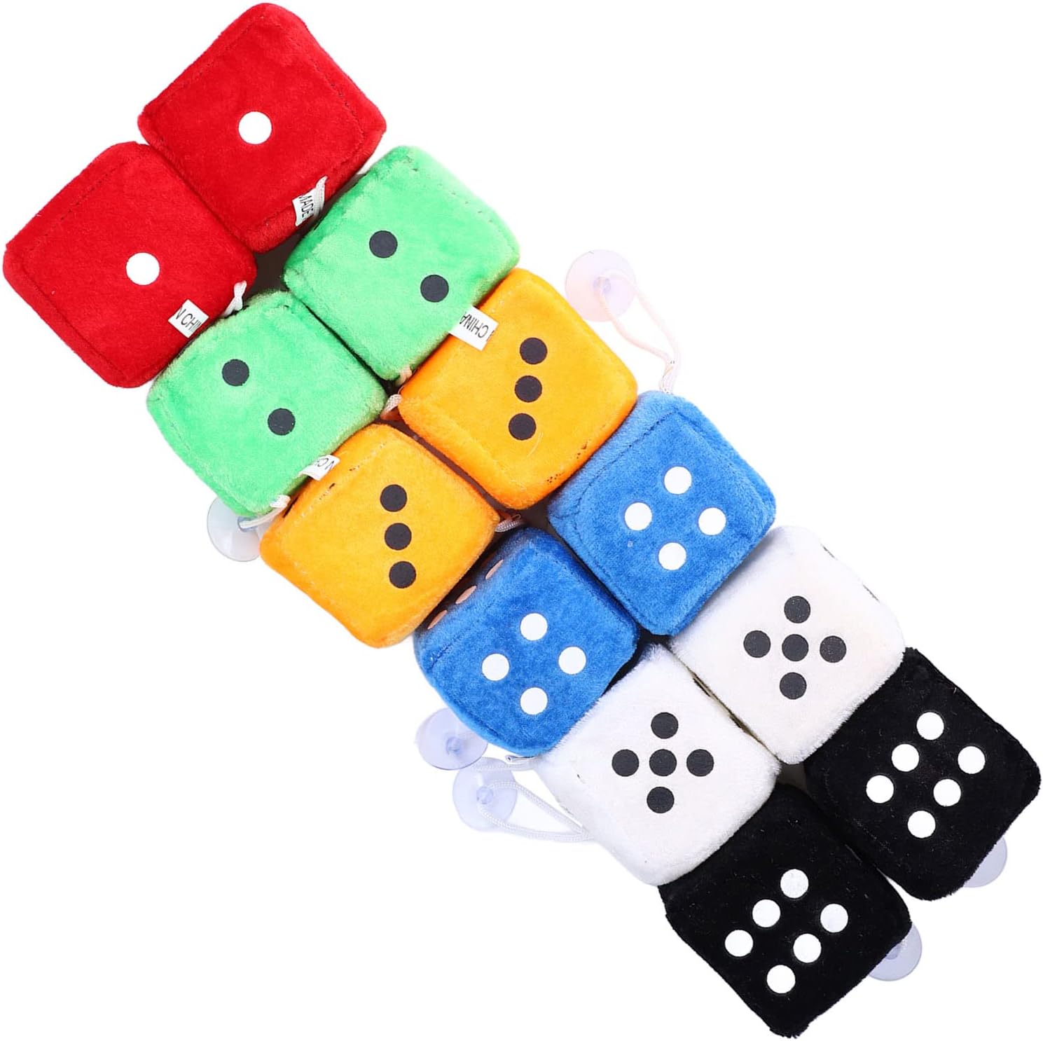Fuzzy Dice for Car Mirror Dolls Stuffed Toys 12Pcs Fashionable Soft Hanging Dice Decorative Fuzzy Plush Dice Cute Bag Pendant Fuzzy Dice Game Accessories
