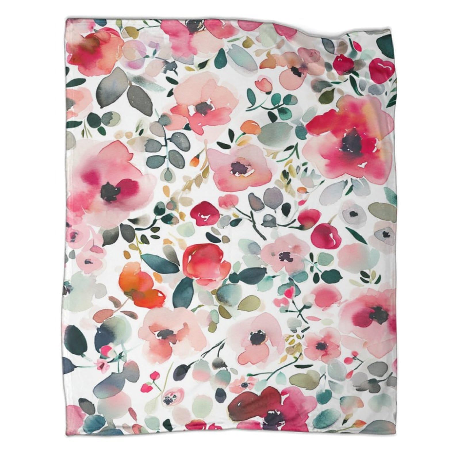 Couverture de voyage en microfibre 150x200 cm plaid à fleurs aquarelles pour lit