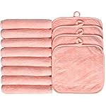 BloomSesame Makeup Remover Cloths for Face, Eye, Lips - Reusable Makeup Remover Pads Soft Microfiber Facial Cleansing Cloths 8 x 8 inch 12 Pack (Coral)