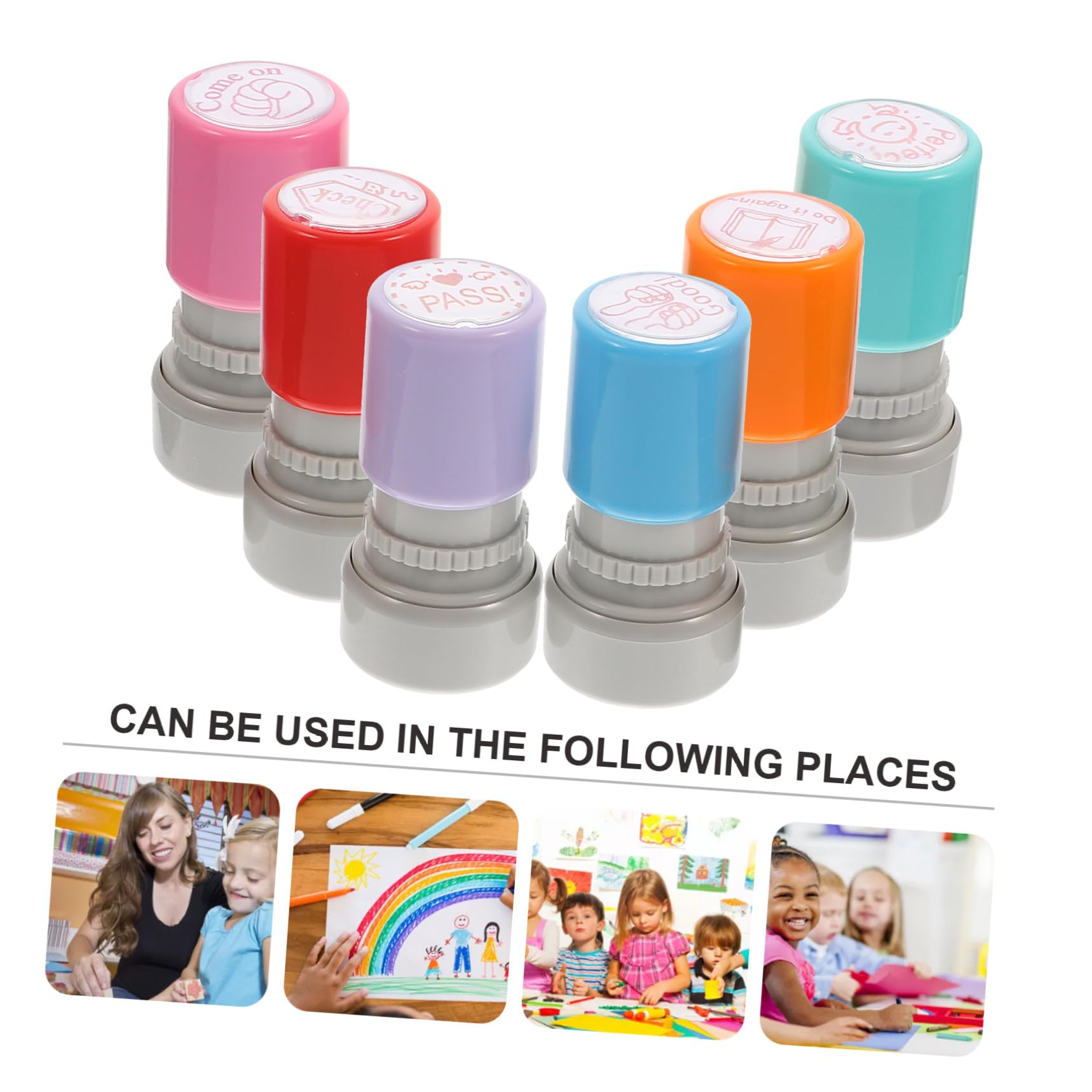 VILLCASE 18pezzi Timbri Per Insegnanti Inglese Timbri Educativi Per Feedback Scolastico e Motivazione Design e Colori Casual