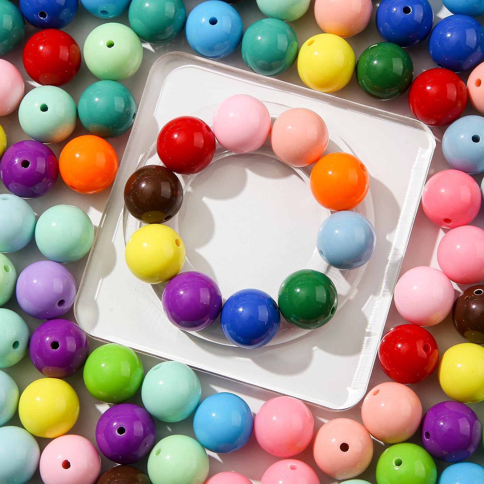 CYEENUT 180pcs Chunk Bubblegum Beads 20mm Deep Color Acrylic Bead Pen Ball Beads for Pen Bag Jewelry Making Necklace Bracelets (deep Color)