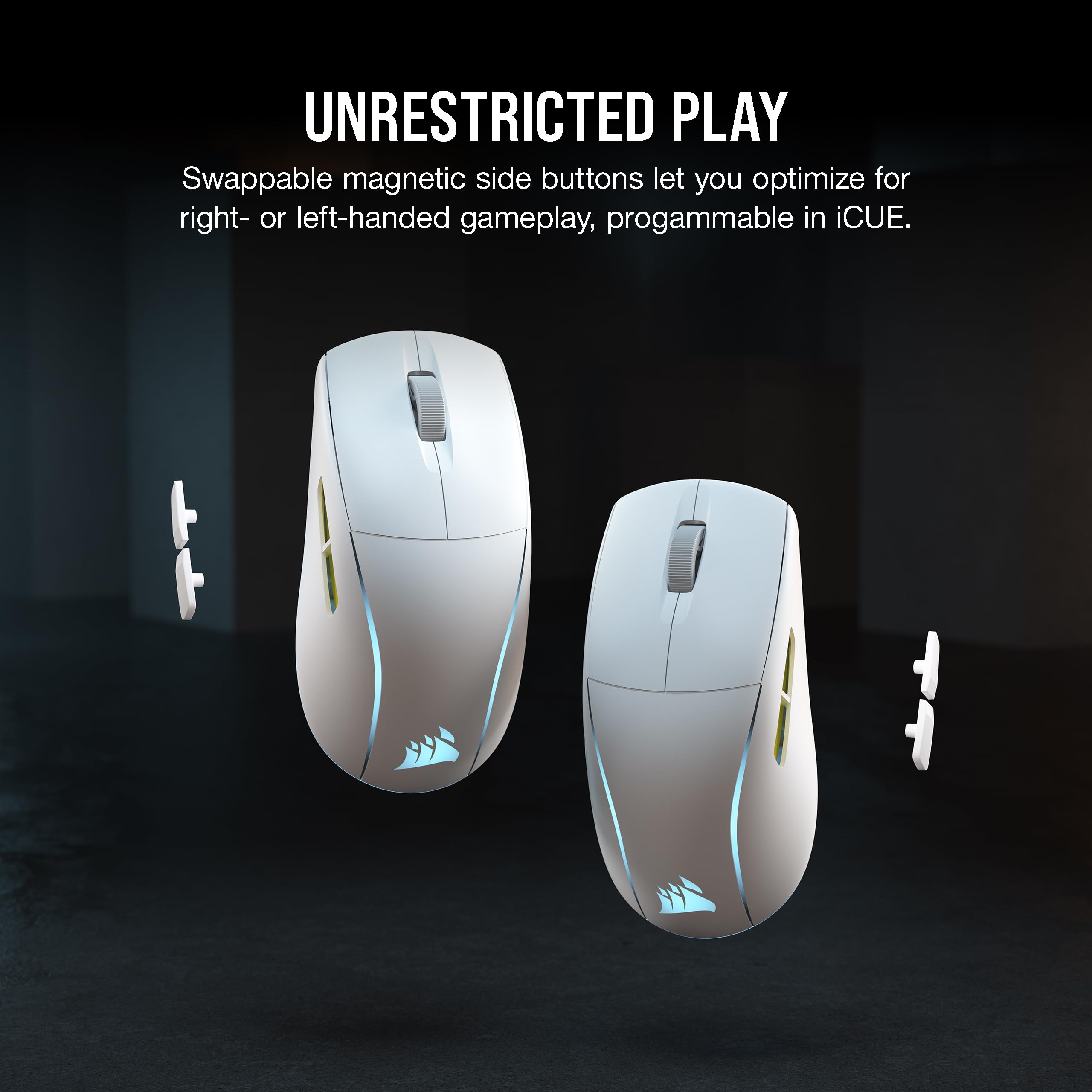 Corsair M75 Mouse da gioco wireless RGB leggero FPS - 26.000 DPI - Pulsanti laterali intercambiabili - Compatibile con iCUE - PC - Bianco