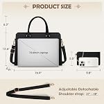 Laptop Bag for Women 15.6 Inch Work Tote bag Womens Laptop Tote Waterproof Leather Computer Briefcase Business Office Bag Large Handbag for Travel College Teacher, Black