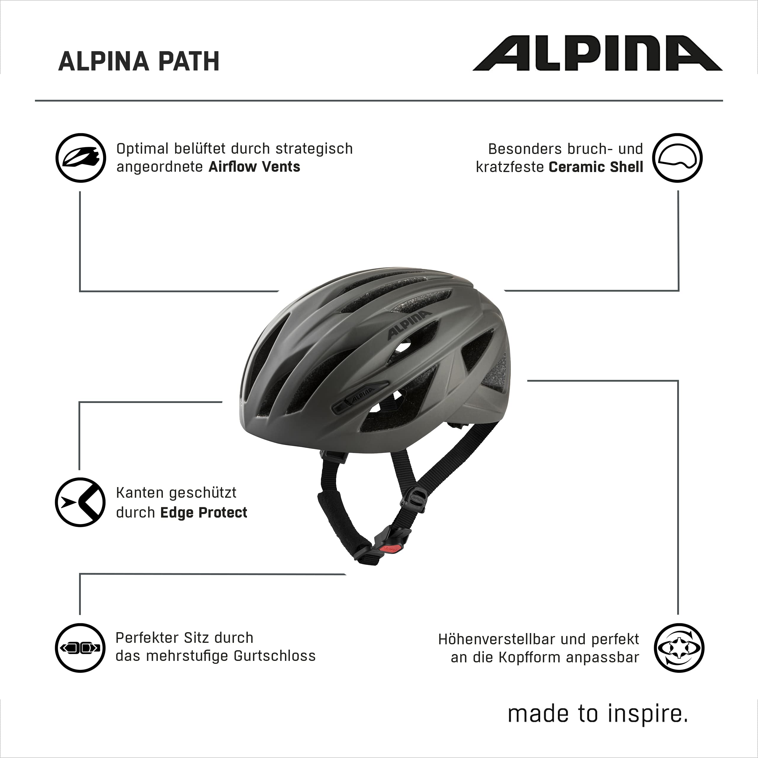 ALPINA Path - Sicherer, Leichter & Optimal Belüfteter Fahrradhelm Mit Fliegennetz Für Erwachsene