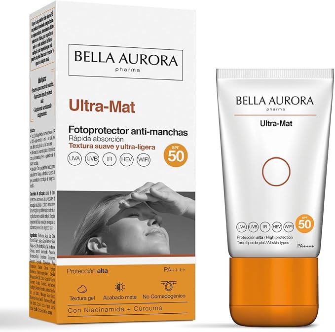 Bella Aurora Ultra-Mat Protector Solar Facial SPF50 para Piel Grasa y Mixta