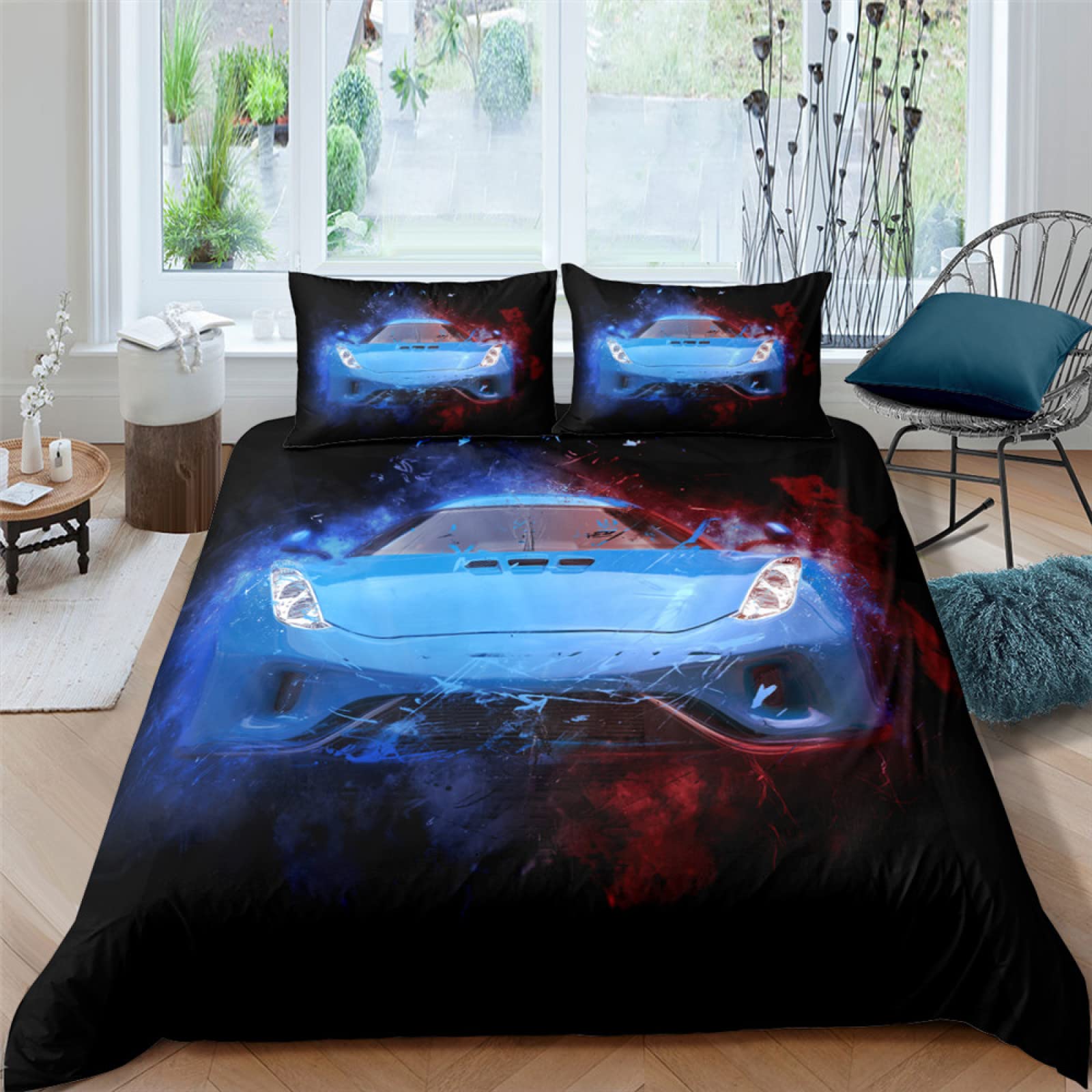 Housse de couette 240 x 260 cm en microfibre avec 2 taies Blauer Hund