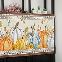 Vista 8 de Cortinas de cenefa de otoño para sala de estar, cenefas de calabaza para ventanas de cocina, cenefa de ventana con bolsillo para barra de Acción