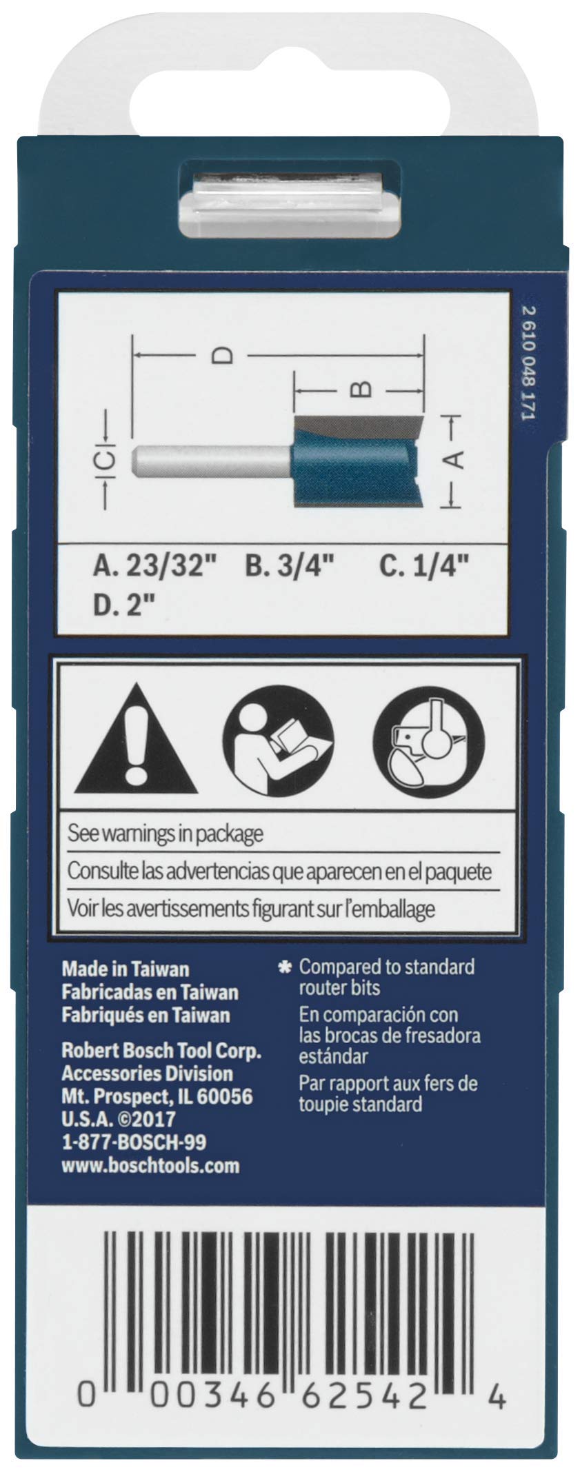 Bosch 84602MC - Broca para fresadora de madera contrachapada con punta de carburo (23/32" x 3/4"
