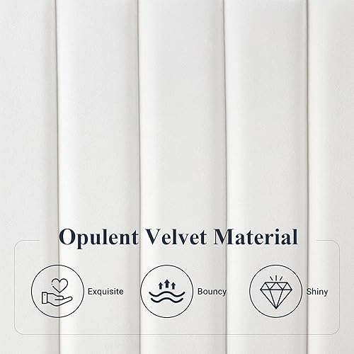 Miniatura 7 de Allewie Base de cama tamaño matrimonial, cama de plataforma tapizada de terciopelo con cabecera capitoné de canal vertical ajustable, base de