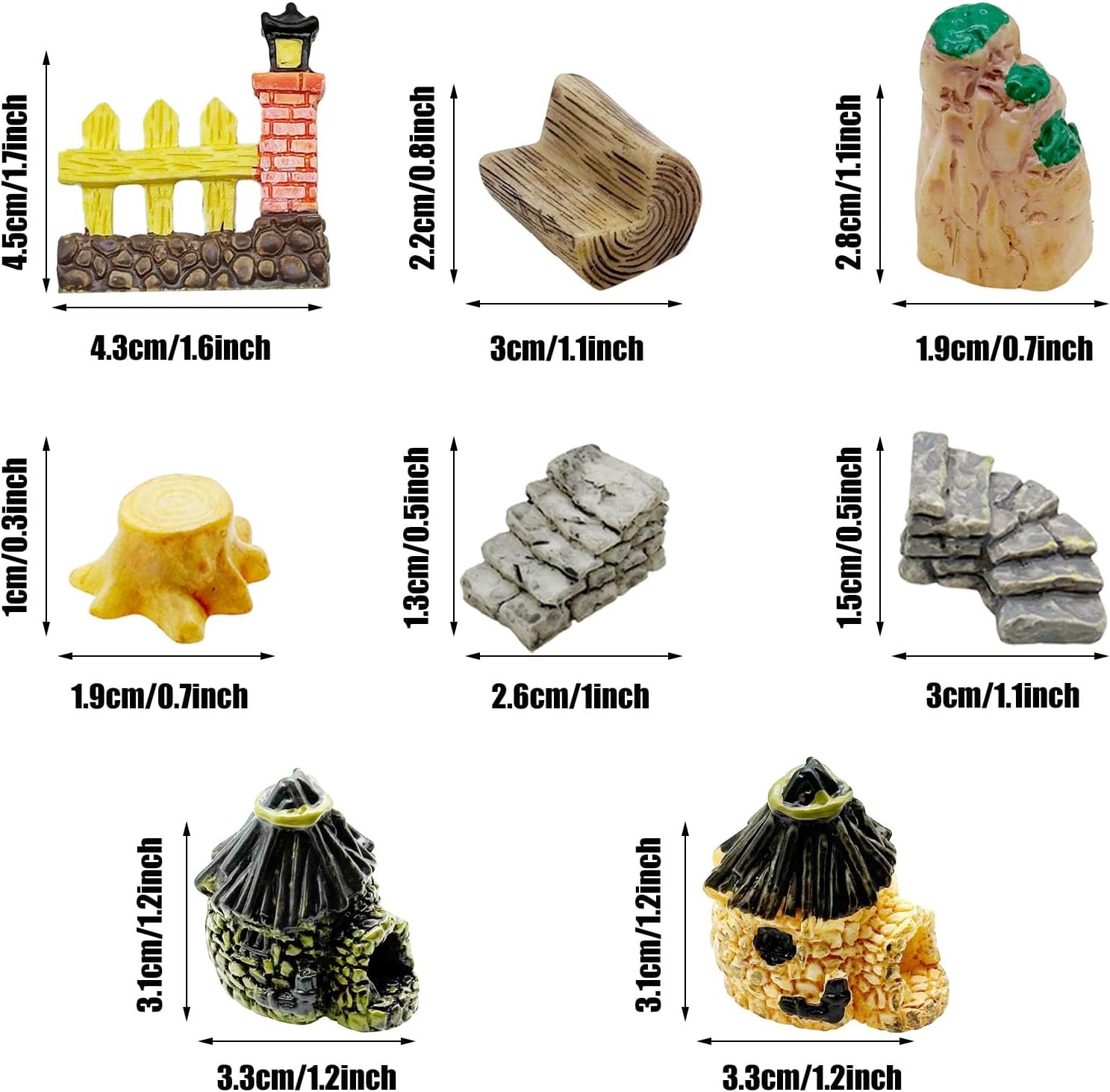 Woohome 30 PCS Fairy House Garden Accessories Mini Garden Accessories Micro Landscape Mini Zen Garden Set for Diorama Project DIY, Mini House Decor