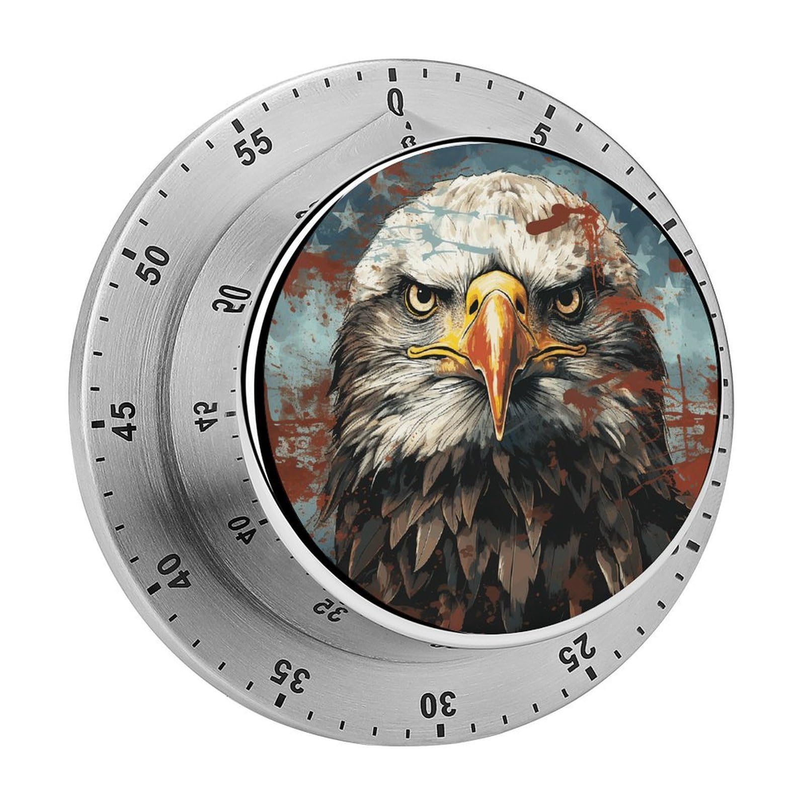 National Flag with Bald Eagle Kitchen Timers Magnetic Back Manual Countdown Timers for Classroom Home Gym Tanning