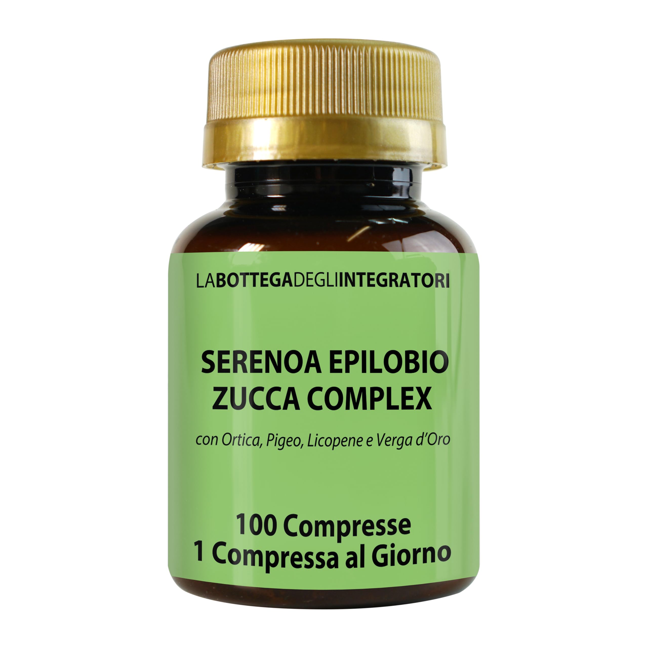 Serenoa Epilobio Zucca Complex con Ortica Pygeum Africanum Licopene e Verga D'Oro 100 Compresse, 1 al Giorno | Integratore per la Prostata e per le Vie Urinarie